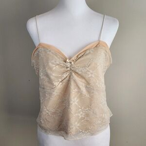 Wild Fable Lace Cami Top Womens XL Cream Mesh Chiffon Fairy Ethereal Fairycore